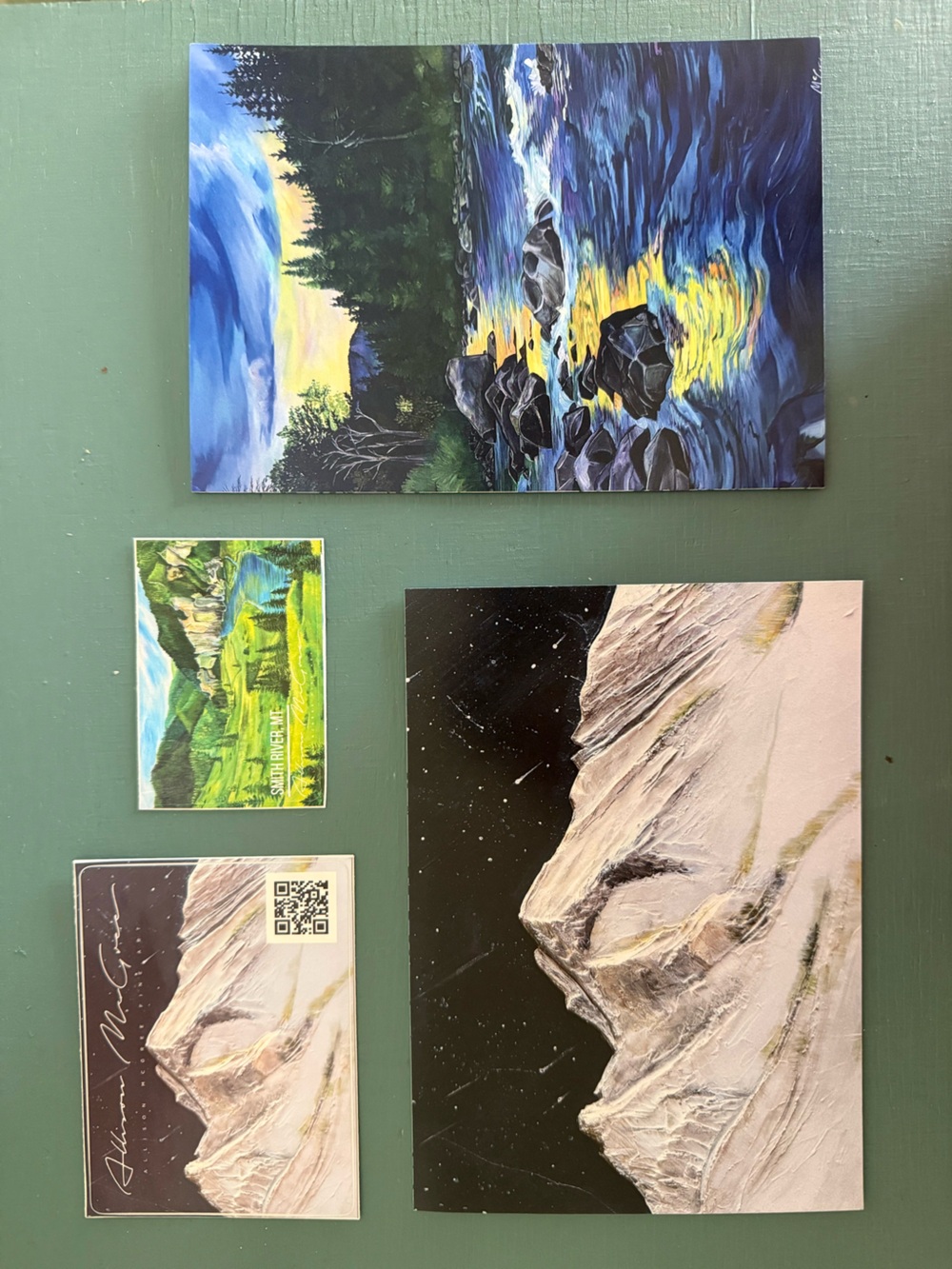 2 Sets of cards Montana Landscape Art Prints - 4 total blank cards + 4 stickers